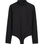 Madewell  High Neck Bodysuit Sz Sz S Black Grunge Whimsygoth Stretch Business NWT Photo 5