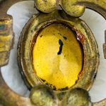 Pendant for Necklace Brass Gold Color Oval Center Stone Purple Color Aged Patina Photo 10