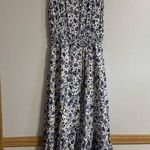 Lucky Brand Blue and White Flowy Floral Midi Dress Size XS Photo 0
