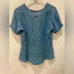 1250*C ‎ Women’s Denim Striped Shirt Short Sleeves Size S Blue Photo 3