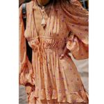 Free People Bohemian Gypsy Tiered Ruffle Maxi Dress Size XL Plunge Billowy Photo 3