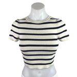 ZARA Women's White Black Striped Rib Knit Short Sleeve Crop Tee T shirt Top Sz S Photo 0