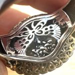 Sterling Silver Celadon Jade & Black Onyx CZ Filigree Ring Photo 11