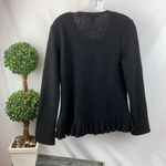 Marisa Christina Black 100% Boiled Wool Zip Up Ruffle Cardigan Sweater M Size 14 Photo 1