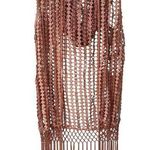 POL Duster Vest Crochet Fringe Trim Hood Size S Dark Blush Pink Boho Rave Indie Photo 0