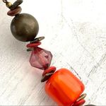 Chico's  red, orange and black beaded statement necklace Photo 9