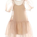 Beulah  TAN Fine Organza Mini Dress w/Slip, Size s Dress Size M New w/Tag $168 Photo 12