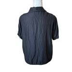 Cloth & Stone Black V-Neck Short Sleeved Top Tie Front Medium Minimalist Casual Photo 3
