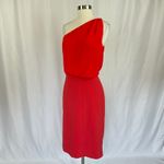 Ralph Lauren Women's Cocktail Dress Size 14 Red Sleeveless One Shoulder Sheath Photo 3