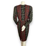 Vintage Dress 80s Pencil Petal Hip Skirt Layer Striped Floral Women Retro Black Red Photo 1