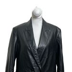ZARA Tailored Double Breasted Blazer Faux Leather Black Women’s Size S New Photo 1