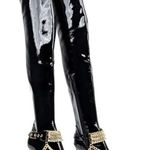 Jeffrey Campbell Knee High Vegan Patent Leather Chain Stiletto Heel Boots 7.5 Photo 0