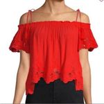 ASTR NWOT WOMEN’S EMBROIDERED LACE RED OFF SHOULDER TOP Ruffle SIZE Medium Photo 0
