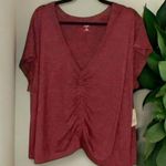 a.n.a NWT 2X athletic athleisure v neck tee rouching in the front adjustable crop Photo 0