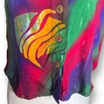 Vintage Young Fashion Top Multicolor Batik Rainbow Fish Print Scoopneck Tank Pink Photo 5