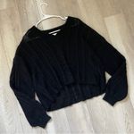 Bella Dahl Sweater mohair wool v neck cable knit womens Black (medium) boxy crop Photo 6
