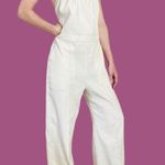 Jonathan Simkhai Ivory Cream Wide Leg Open Back Button Detail Linen Jumpsuit Photo 1
