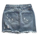 KanCan Denim Mini Skirt Fringe Hem 33909 Small Blue Photo 3