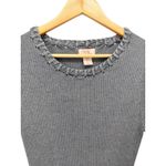 Camila Coelho Gray Ribbed Knit Midi Dress Short Sleeve Bodycon Stretch L Photo 3