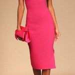 Lulus  Paulina Hot Pink Bodycon Midi Dress Photo 0