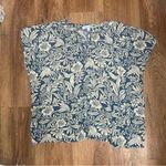 Patrons of Peace  Blue and Cream Floral Blouse Photo 0