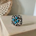 1970s Avon Sierra Silver & Faux Turquoise Ring Chunky Bohemian Western Statement Jewelry Blue Photo 3