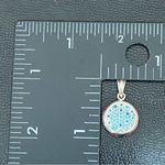 Sterling Silver 925 Signed Blue Topaz Birthstone Pave Flat Round Pendant 3.2g Photo 4