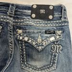 Miss Me Blue Cropped Jeans with Rhinestone Embellishments Photo 2