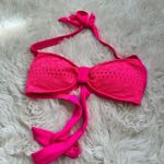 Aerie ⭐️  Bright Pink Fuchsia Crochet Bikini swim Top Size Small EUC Photo 0