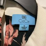 CeCe  Black Floral Sleeveless White Collar Blouse Photo 1