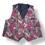 90s Plus Size Vintage 3X Jacquard Patchwork Vest Burgundy Paisley Statement Red Photo 0