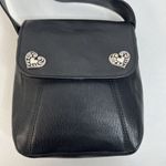 Vintage Bag Black Leather Crossbody Silver Heart Concho Adjustable Strap READ Photo 2