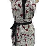 Ann Taylor  Dark Red Paisley Print 1/4 Button Popover Dress Size Small Photo 4
