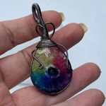 Solar Quartz Handmade Copper Wire Wrapped Pendant Purple Photo 1