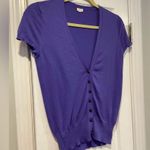 J.Crew Size XS Dark Periwinkle Short Sleeve V Neck Button Front Knit Cardigan Photo 2