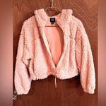 BDG  Pink Hooded Cropped Teddy Jacket size M Photo 3