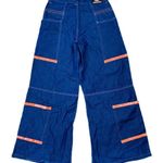 Vintage Kik Girl Wide Leg Baggy Cargo Jeans Y2K Size 9 Coachella/Rave/EDC VIBE Blue Photo 3