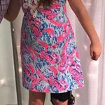 Lilly Pulitzer Pattern(pink And Blue) Sleeveless Dress With White Detailing Photo 0