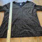 Chico's Black & Brown Shirt Sheer Sleeves Size 2 Business Casual Cottage Office Photo 4