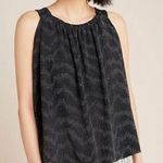 Anthropologie Black Silver Shimmer Carly Bubble Tank Top Blouse Photo 0