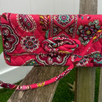 Vera Bradley Knot Just A Clutch Shoulder‎ Bag Pink Paisley Call Me Coral 12x6” Photo 0