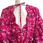 Kika Vargas X Target Blouse Top Pink Floral Mum Extreme Puff Sleeve Scallop L Size L Photo 6