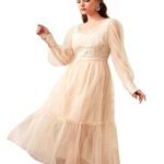 SheIn Fairycore Pastel Goth Damask Lace Renaissance M Midi Dress Sheer Long Sleeves Photo 0