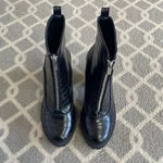 Pretty Little Thing Cleated Sole Zip Front High ankle Bootie Black Women’s size 7 Photo 2