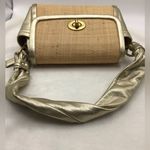 Coach Parker Woven Straw Metallic Leather Shoulder Bag 42475 Photo 3