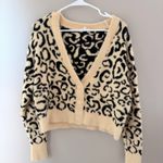 For Love & Lemons  Leopard Print Cardigan in Cream and Black Photo 2