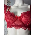 Buenamosota Red Sheer Lace Floral Ruffle Bra Adjustable Straps Size XL Photo 3
