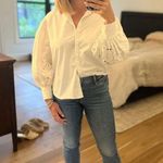 Kate Spade NEW YORK Off White Poplin Floral Cutout Button Up Shirt Size 12 Photo 13