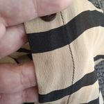 J. McLaughlin  Silk Tan Black Striped Button Blouse Womens Large Photo 6