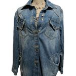 Free People MOONCHILD SHIRT DENIM 100% Cotton Jacket sz M Photo 8
